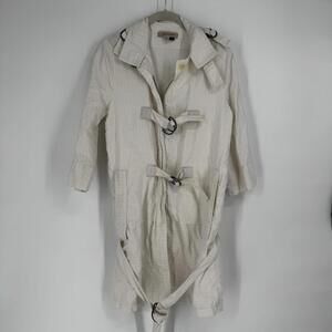 See by Chloe jacket womens 8 striped tan linen blend buckle utility designer